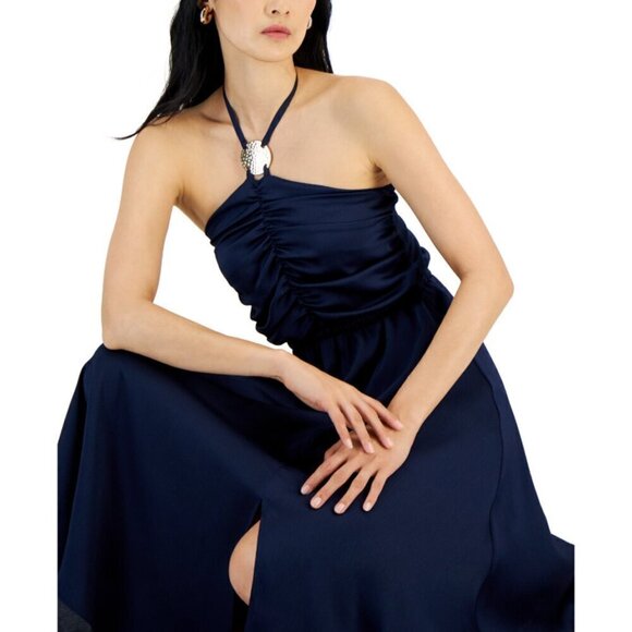 I.N.C. International Concepts Women's Size Medium Ruched Blue Halter Dress NWT - Picture 4 of 8